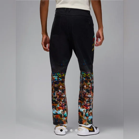 Nike Air Jordan Printed Twill Black Pants Jumpman HF0045-010 Men's US 36 - Picture 5 of 13